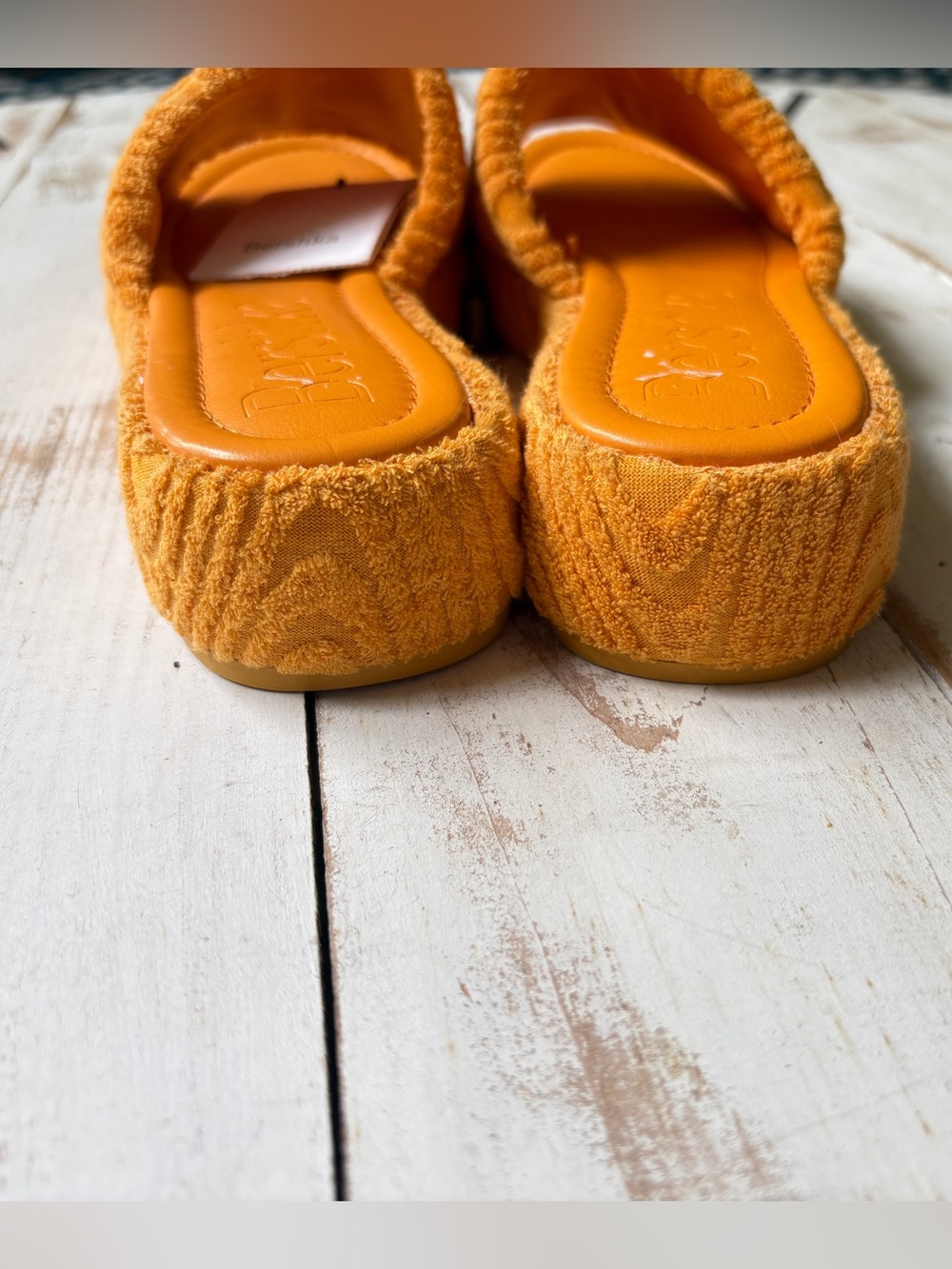 BERKSHA terrycloth pool slides mule sandals orange summer Resortwear sz 7.5 NWT - Picture 6 of 10
